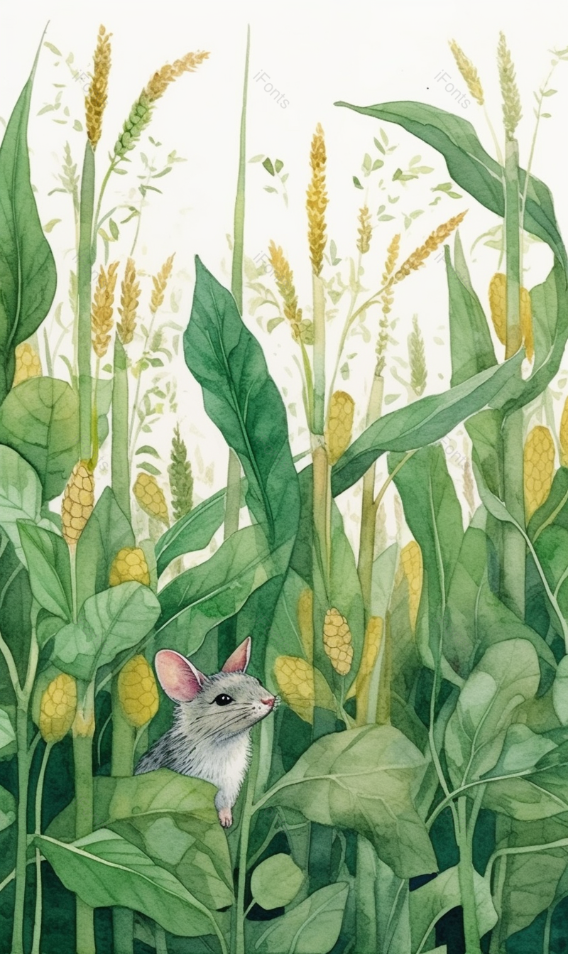 小灰鼠在农作物里插画作品,插画/手绘图,插画/手绘图库,插画/手绘图下载,插画/手绘